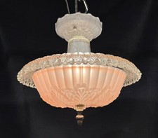 Luminária de teto de vidro vintage anos 30 e 40 rosa e sombra reconectada Art Deco comprar usado  Enviando para Brazil