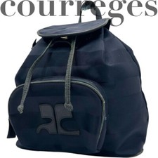 Mochila feminina Courrèges Paris icônica listrada coleção azul escuro _ USADA comprar usado  Enviando para Brazil