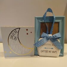 Moldura azul lua e estrelas e placa de quarto flecha decoração berçário bebê menino comprar usado  Enviando para Brazil