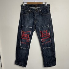 Usado, Jeans masculino Von Dutch W32 feito nos EUA lavagem escura logotipo desgastado patch vintage comprar usado  Enviando para Brazil