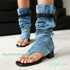 Usado, Sandálias femininas meia panturrilha romana gladiador botas jeans sapatos tanga alça cinto  comprar usado  Enviando para Brazil