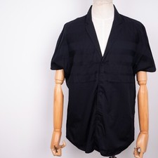 Camisa masculina manga curta algodão com botões EMPORIO ARMANI preta gola V 42 16,5 comprar usado  Enviando para Brazil