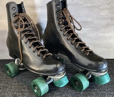 Roller Derby Vintage Masculino 9 Patins Pretos Rodas Verde Uretano Anos 70 Anos 80 Retrô comprar usado  Enviando para Brazil