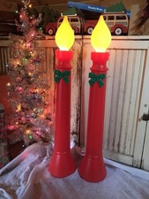 Usado, Molde de sopro velas de Natal vermelho verde arcos iluminados amarelo chama tops união PAR comprar usado  Enviando para Brazil