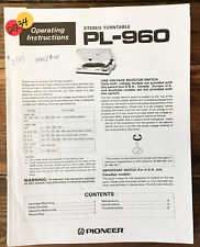 Usado, Pioneer PL-960 Toca Discos/proprietário do toca-discos/Manual do usuário * Original * comprar usado  Enviando para Brazil