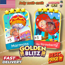 MONOPLY GO ⚡GOLDEN BLITZ ⭐ SAY STRAWBERRY & MARMOTA ✅ PROCESSO RÁPIDO comprar usado  Enviando para Brazil