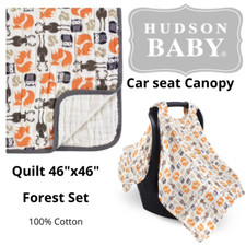 Usado, Conjunto Hudson Baby Forest animais da floresta 2 camadas colcha de musselina 46x46 assento de carro dossel comprar usado  Enviando para Brazil