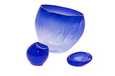 Dale Chihuly Paris Blue Basket 3 Pc Set Signed Portland Press Hand Blown Glass for sale  Minneapolis