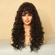 Peruca feminina preta natural cabelo curto encaracolado peruca festa peruca cabelo feminino comprar usado  Enviando para Brazil