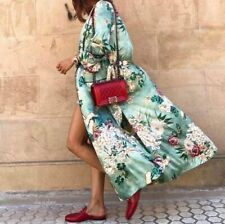 ZARA Oryginalna zielona sukienka kimono z nadrukiem Klapa Długa sukienka w stylu owijania 2416/641 M na sprzedaż  PL