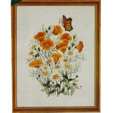 Sem fios! Kit de bordado Crewel Elsa Williams POPPIES & DAISIES Chris Davenport comprar usado  Enviando para Brazil