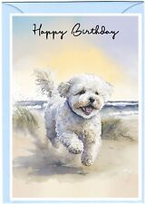 Bichon Frise Cães (4"x 6") cartão De Aniversário-em branco por dentro-By Starprint comprar usado  Enviando para Brazil