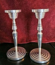 Vintage 2 Castiçais Usinados de Alumínio 6" MCM Industrial Art Deco comprar usado  Enviando para Brazil