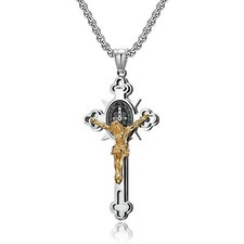 Colar pingente cruz crucifixo Jesus católico masculino São Bento novo comprar usado  Enviando para Brazil
