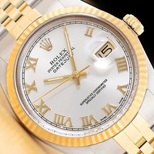 ROLEX DATEJUST RELÓGIO MASCULINO DOIS TONS QUICKSET PRATA MOSTRADOR ROMANO E PULSEIRA ROLEX comprar usado  Enviando para Brazil