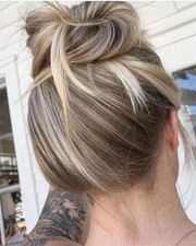 Peruca de cabelo humano reta renda completa destaque loiro claro marrom cinza Balayage comprar usado  Enviando para Brazil