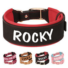 Collar de perro grande de cuero personalizado ancho acolchado con nombre/número comprar usado  Enviando para Brazil