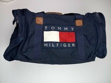 Bolsa de viagem vintage anos 90 Tommy Hilfiger azul 23,5x12x13 logotipo bandeira caixa, usado comprar usado  Enviando para Brazil