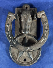 Batente de porta cabeça de cavalo Lucky Horseshoe decoração ocidental ferro fundido 6" X 4" -Vintage comprar usado  Enviando para Brazil