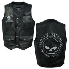 Colete de motocicleta Harley masculino reflexivo caveira couro real preto | Couro da moda, usado comprar usado  Enviando para Brazil
