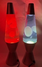 Usado, 2x Lâmpada de lava 14,5” líquido transparente VERMELHO AZUL cera alumínio escovado comprar usado  Enviando para Brazil