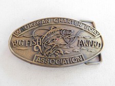 Fivela de cinto vintage Waukegan Chart Boat Association Big Fish Award comprar usado  Enviando para Brazil