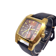 Relógio masculino quartzo dourado diesel caixa quadrada pulseira marrom design elegante, usado comprar usado  Enviando para Brazil