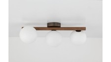 Używany, Lampa sufitowa ESTERA WOOD z listwą w kolorze orzech, szklane mleczne klosze 102 na sprzedaż  PL