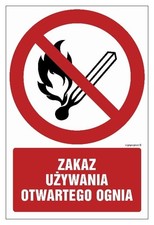 Zakaz używania otwartego ognia  - tablica 15 X 22,5 CM, PN - PŁYTA pcv 1MM   na sprzedaż Zakaz używania otwartego ognia  - tablica 15 X 22,5 CM, PN - PŁYTA pcv 1MM   na sprzedaż  PL