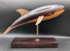 Usado, Escultura vintage de baleia orca esculpida em madeira e latão, meados do século comprar usado  Enviando para Brazil