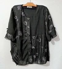 Blouse noire polyester d'occasion Blouse noire polyester d'occasion  Bourg-de-Thizy