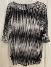 Blusa Pulôver Ashley Azul Tamanho G Preto Branco Chevron Mangas Asa de Morcego 104, usado comprar usado  Enviando para Brazil