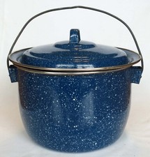 Pote de esmalte salpicado azul aparência vintage com tampa novo GSI Camping 1,75 quarto comprar usado  Enviando para Brazil