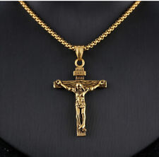 Collar de oro Jesucristo crucifijo religioso colgante cadena cruz bolsa gratis segunda mano  Embacar hacia Argentina