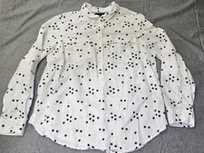 Camisa feminina Tommy Hilfiger XL estampa de estrela linho botão para cima blusa manga longa comprar usado  Enviando para Brazil
