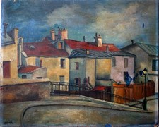Antique painting cityscape d'occasion  Expédié en Belgium