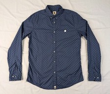 Camisa verde bonita adulta pequena marinha bolinhas botão para baixo mod, usado comprar usado  Enviando para Brazil