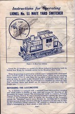 Lionel operating instructions for sale  San Diego