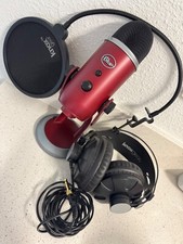 Microfones azuis Yeti microfone USB - vermelho acetinado. Pacote com fones de ouvido Knox comprar usado  Enviando para Brazil