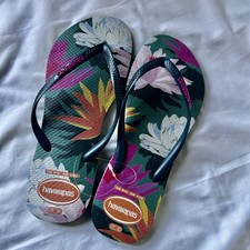 Novos Chinelos Havaianas Femininos Tamanho EUA 9/10 - EUR 41/42 Flores Tropicais Verdes comprar usado  Enviando para Brazil