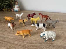 11 X Mini Brinquedo Educativo de Plástico Animal de Fazenda Ovelha Vaca Porco Cabra Cabra Misturada comprar usado  Enviando para Brazil
