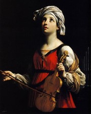 pintura al óleo perfecta pintada a mano sobre lienzo "Santa Cecilia" @N19179 segunda mano  Embacar hacia Mexico