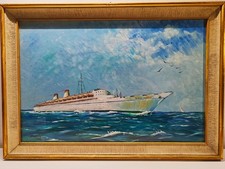 dipinto olio tela marina usato  Italia