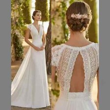 Vestidos de noiva modernos de cetim de renda sereia trem destacável gola V vestidos de noiva comprar usado  Enviando para Brazil