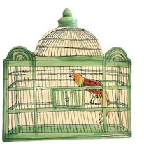 Molly Hatch Trompe-l'Oeil Gaiola de Cerâmica para Casa de Pássaros Gaiola Grande Assinada RARA comprar usado  Enviando para Brazil