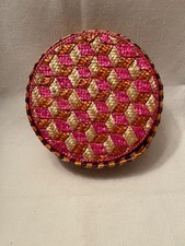 Posavasos vintage de 4 piezas de ratán de 7" con cesta y tapa estera para bebidas mantel individual trivet segunda mano  Embacar hacia Mexico