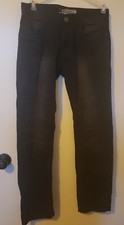 Jeans skinny elástico preto Demolition tamanho 32 X 32 estilo moto desgastado  comprar usado  Enviando para Brazil