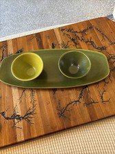 Prato de servir verde vintage com 2 pratos de imersão medidas 14,5 X 6, usado comprar usado  Enviando para Brazil
