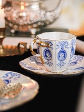 Antigua cinta y arcos Coalport retrato swag trío taza de café platillo y plato segunda mano  Embacar hacia Mexico
