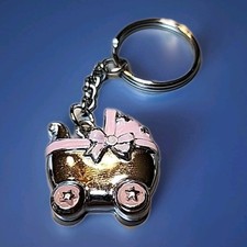 Vintage Pink Baby Stroller Metal Keychain Keyring comprar usado  Enviando para Brazil